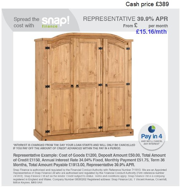 Mexican pine store 3 door wardrobe